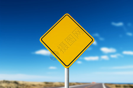 荒漠中的黄色路标背景图片
