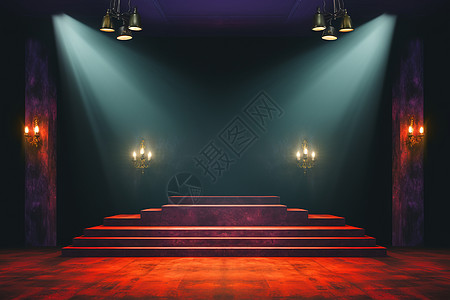 霓虹灯下的舞台高清图片