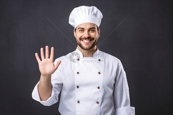 厨师手势笑向镜头图片