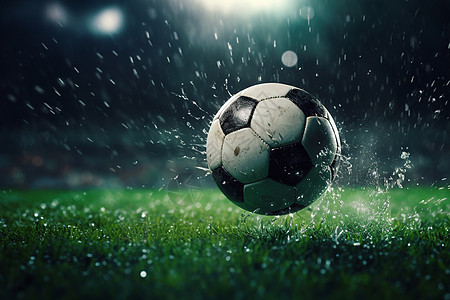 雨中足球赛图片