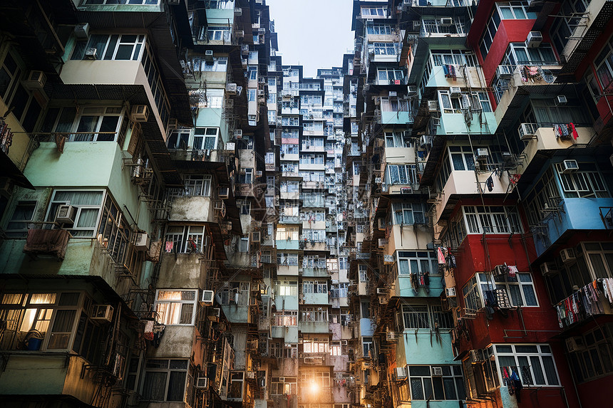 高密度的香港住宅区图片