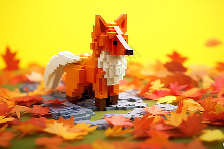 秋天的狐狸动物落叶高清图片
