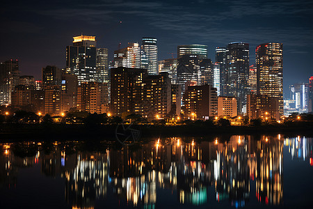 东京现代都市夜景图片