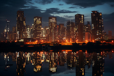 夜幕下东京水上城市图片