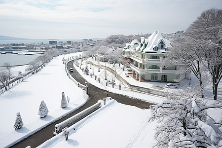 雪中的城镇图片