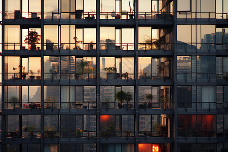 夕阳下的高层公寓图片