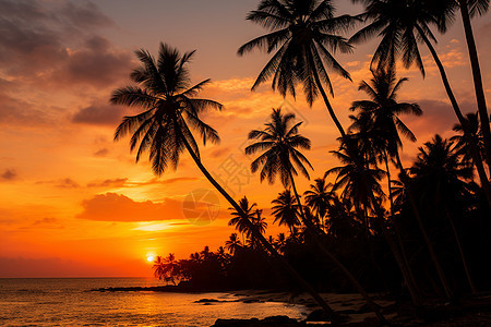 棕榈树与海滩背景图片