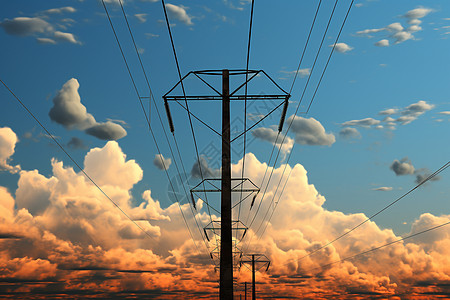 电线杆与天空的对峙图片