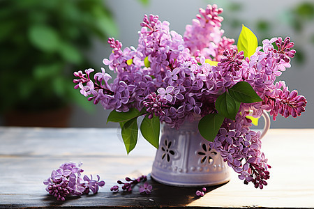 花瓶里的紫丁香图片
