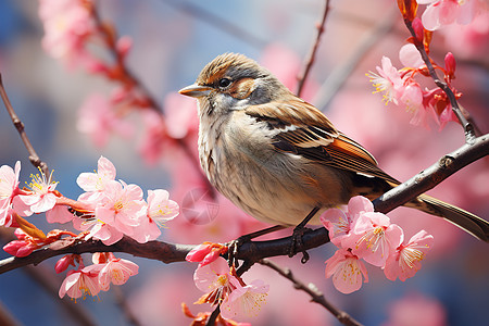桃树上的鸟图片