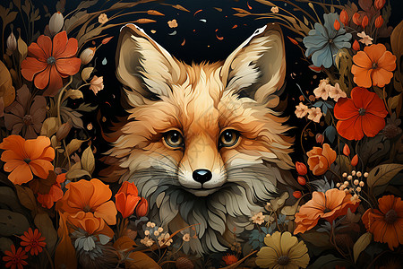 狐狸的魅力艺术插图背景图片