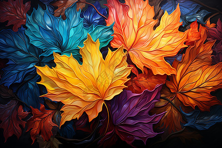 绚丽的秋季落叶插图背景图片