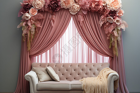 优雅古典的欧式室内窗帘背景图片