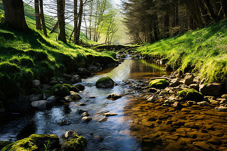 自然风景中的溪流图片