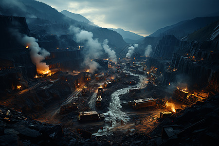 开采中的煤矿工业区图片
