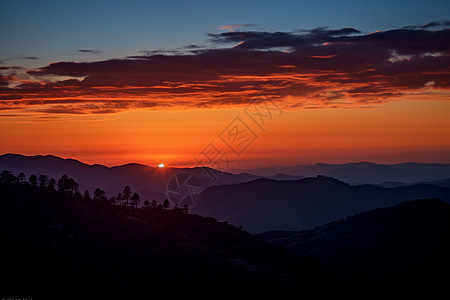 黄昏的霞光山色背景