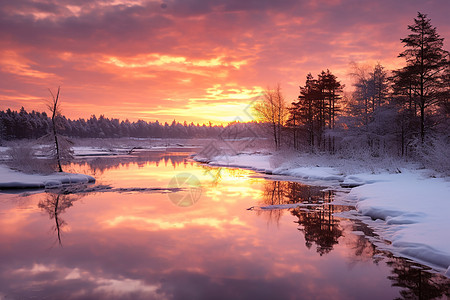冬日魔幻的河流背景图片