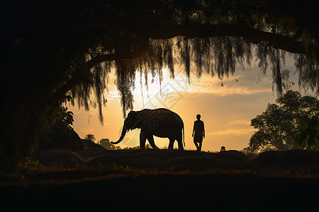 日落十分的大象背景图片