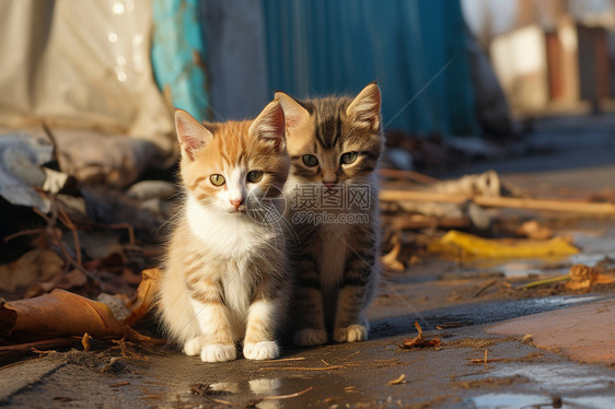 两只可爱的流浪猫图片