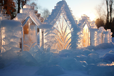 阳光下的冰雕背景图片
