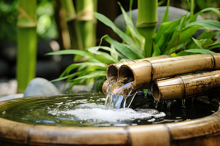 趵突泉泉眼竹林里的泉水背景