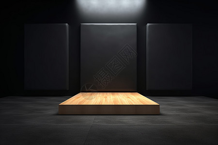 房间里的木质平台背景图片