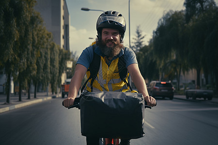 城市骑行的户外运动男子图片