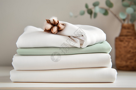 简约纯色的纯棉床单图片