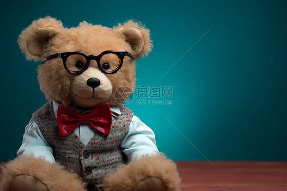 戴着眼镜的泰迪熊图片