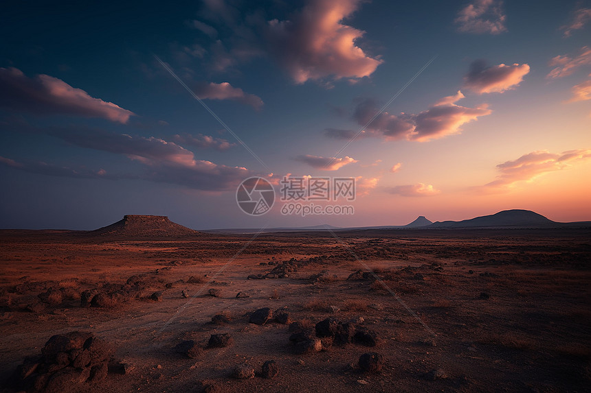 日落时的荒野与沙漠图片