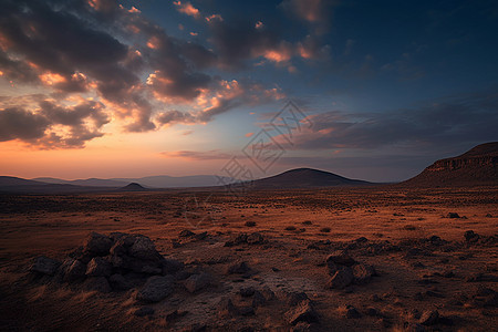 沙漠黄昏黄昏时的荒野与沙漠背景