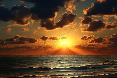 夕阳时海边的风景图片