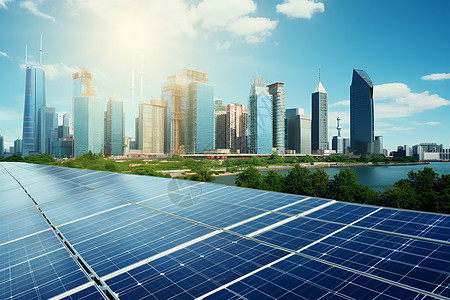城市中的太阳能板背景图片