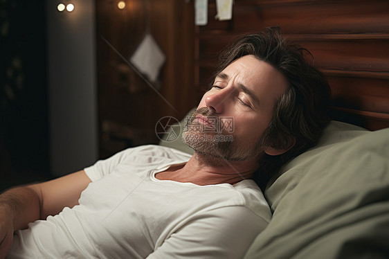 床上睡觉的男人图片