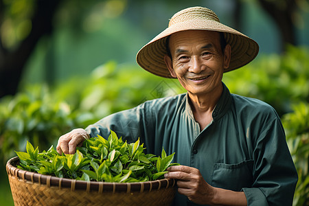 亲切的采茶农民背景