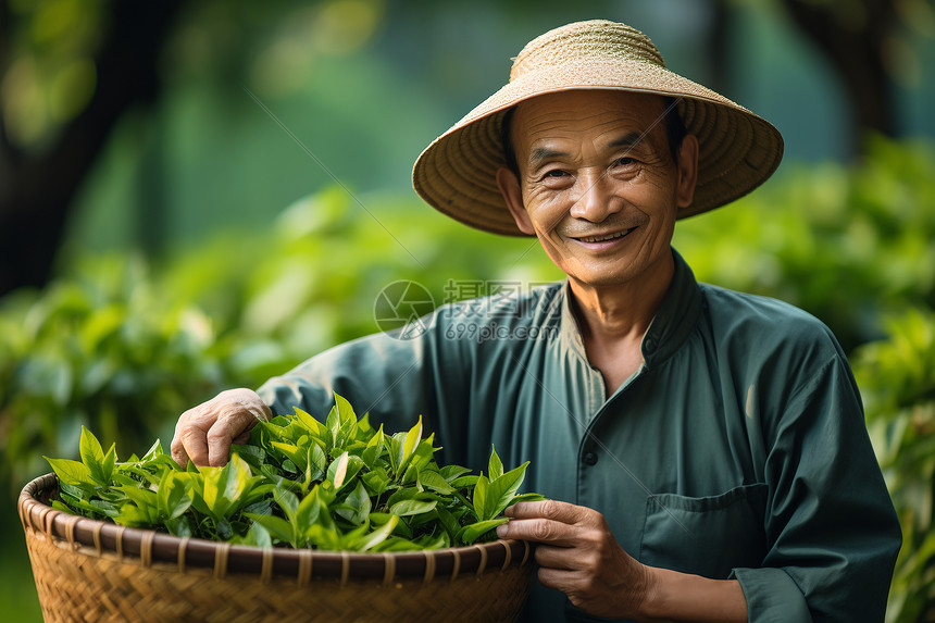 亲切的采茶农民图片