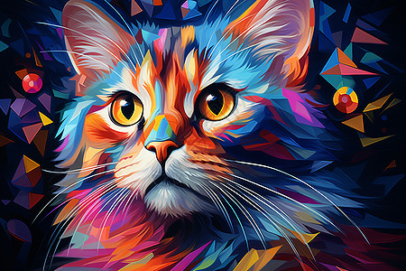 创意的彩色猫咪背景图片