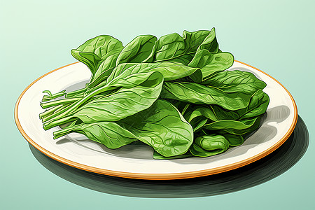 盘里的绿色蔬菜图片