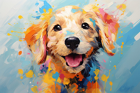绘画的快乐小狗图片