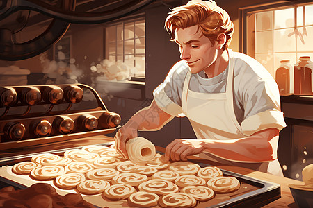 面包师傅在做糕点图片