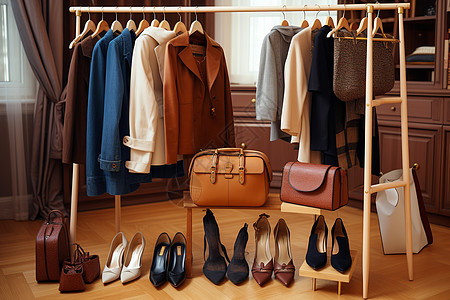 包鞋衣服素材时尚精致的鞋包衣服背景