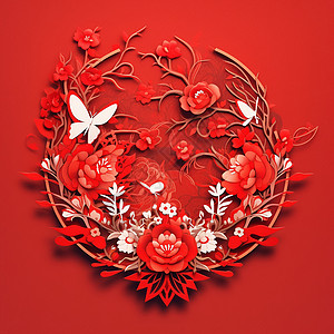 中国传统的纸剪艺术背景图片
