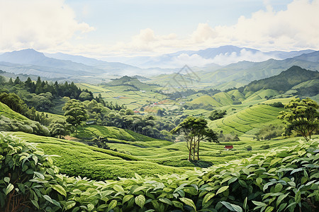 翠绿茶园背景图片