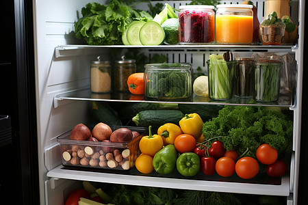 冰箱中的食物冰箱中健康的蔬菜背景