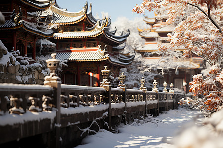 下雪屋檐冬季屋檐上面的雪背景