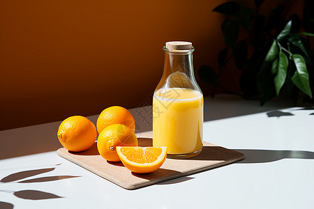 橙汁与橙子图片
