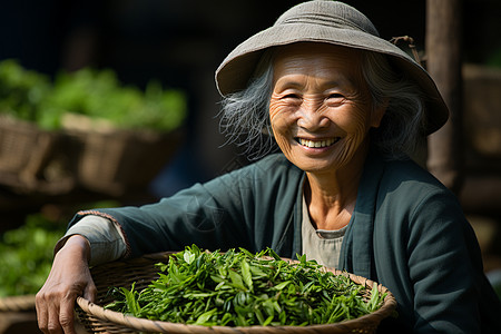 采茶的老人图片