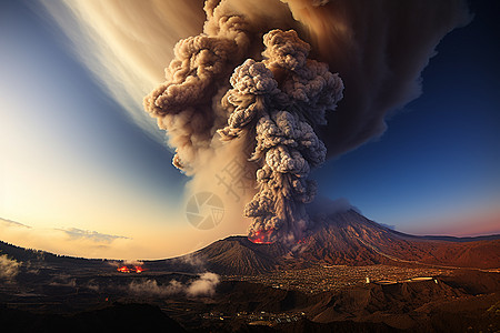 火山巨大的烟雾图片