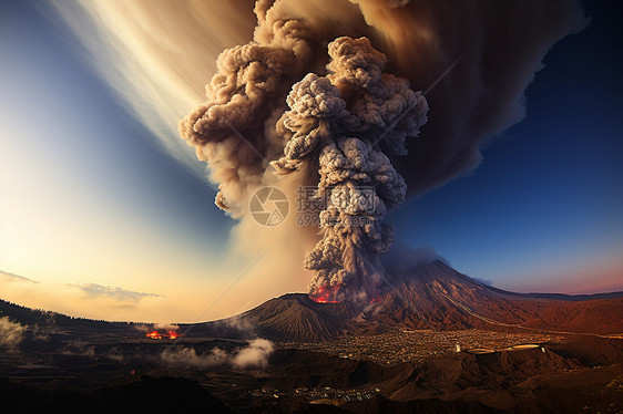 火山巨大的烟雾图片