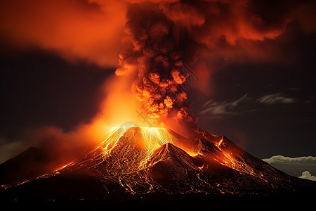 火山喷发纪念馆火山爆发夜背景